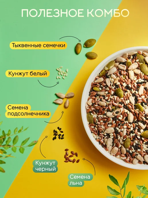 Смесь семян для салата и выпечки, 500 гр Narmak (семена льна, 500 г, фото 3