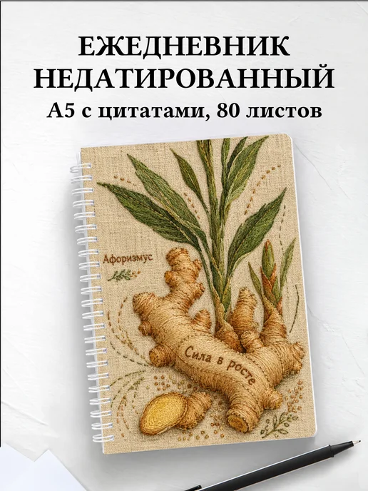 Ежедневник недатированный Имбирь с мотивирующими цитатами
