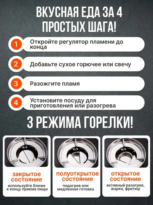 Горелка для сухого горючего, серый, фото 6