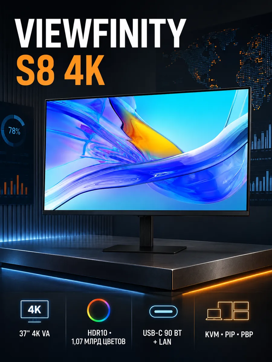 Samsung Монитор 37" ViewFinity S8 4K LS37D802UAIXCI