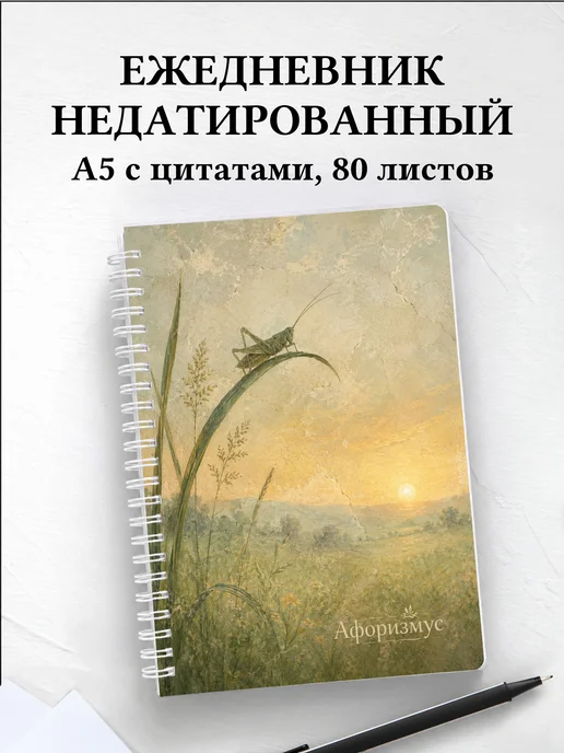 Ежедневник недатированный Кузнечик с мотивирующими цитатами
