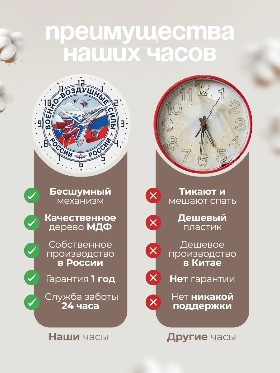 Часы настенные "ВВС эмблема истребитель другой ракурс" — фото 2