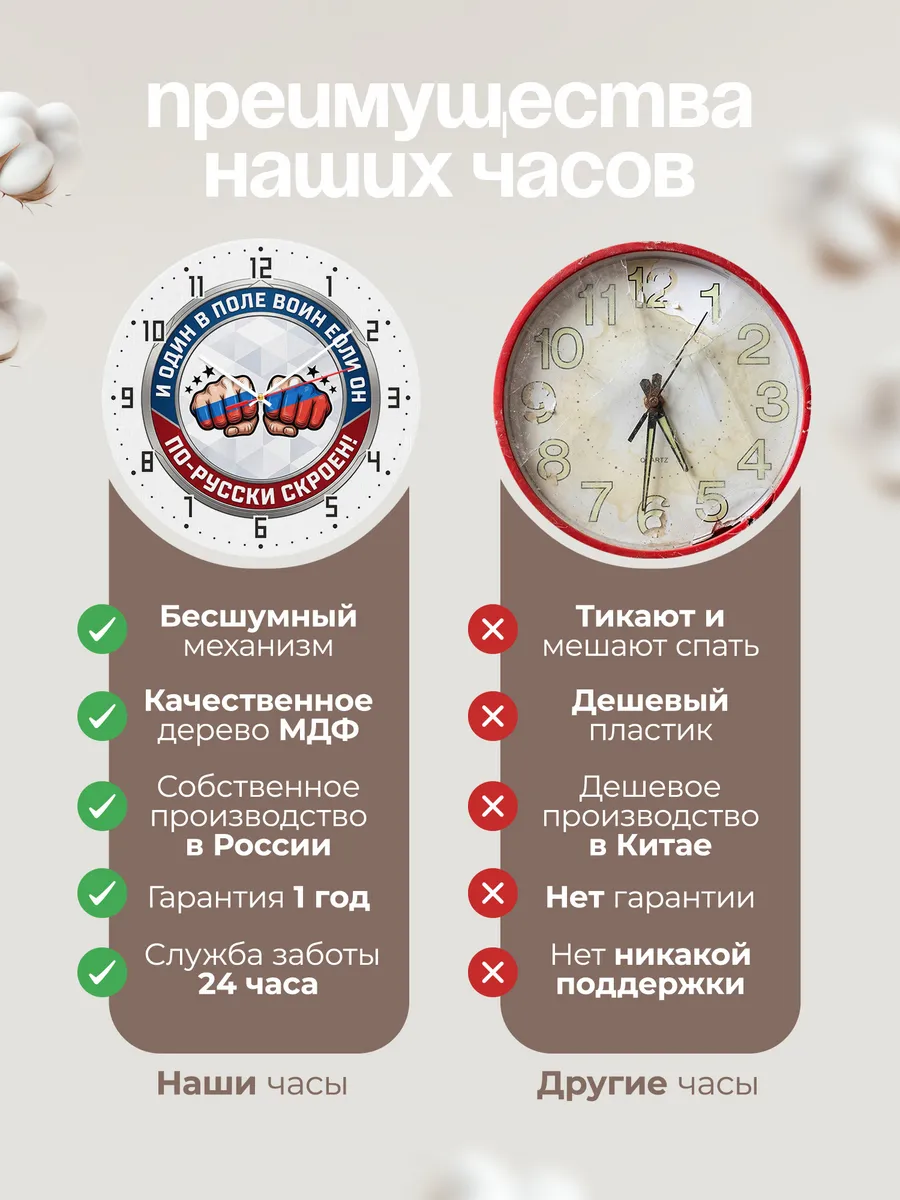 Часы настенные "Два кулака Один в поле воин" — фото 2