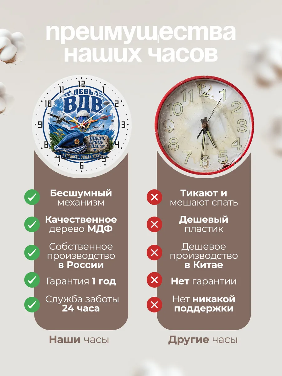 Часы настенные "Военный логотип с флагом ВДВ" — фото 2