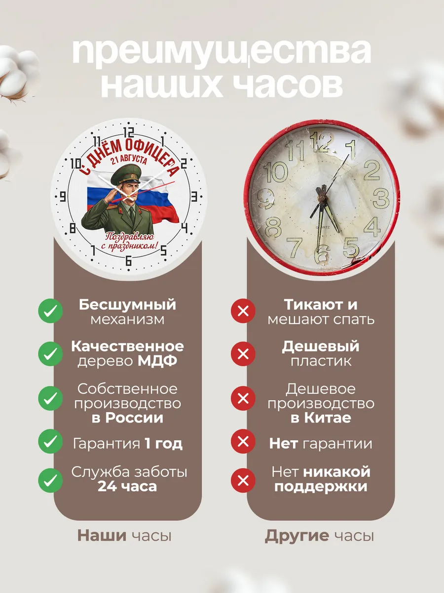 Часы настенные "День офицера" — фото 2
