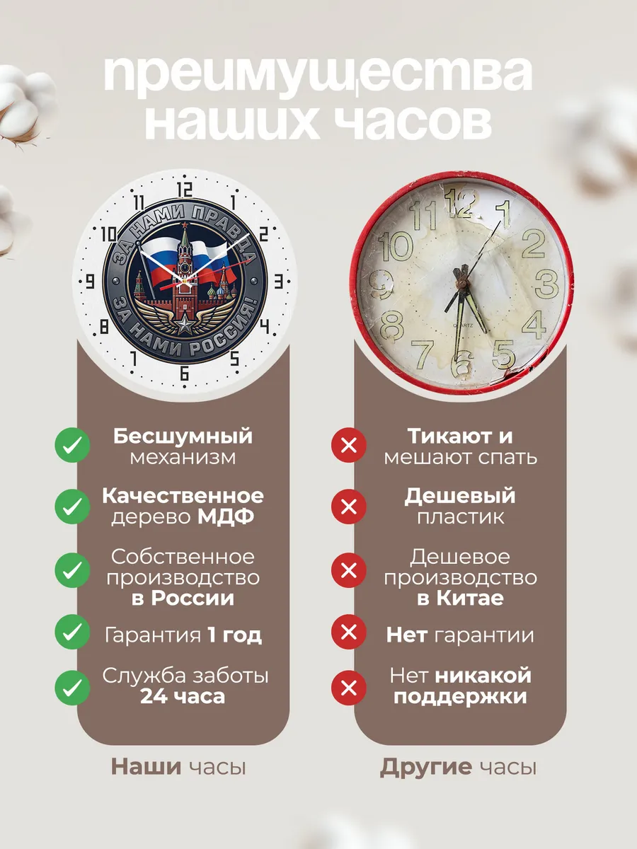 Часы настенные "За нами правда - За нами Россия" — фото 2