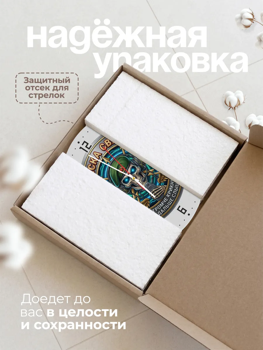 Часы настенные "Череп зелёный берет войска связи" — фото 11