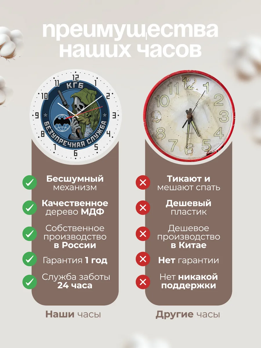 Часы настенные "Военная эмблема скелет с винтовкой КГБ" — фото 2