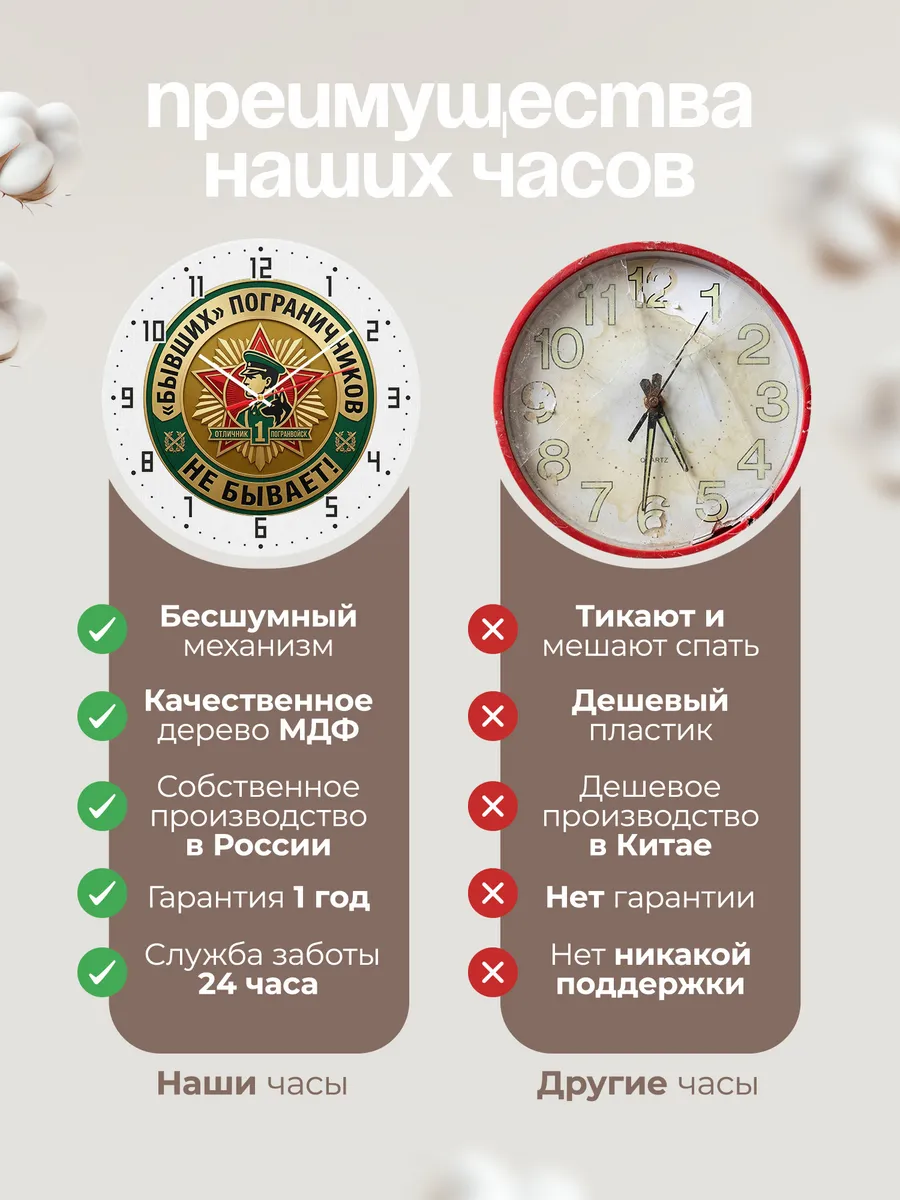 Часы настенные "Бывших пограничников не бывает" — фото 2