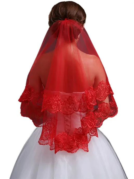 VINOPROM Красная классическая свадебная фата, красный