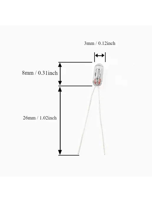 Auforalter Мини-лампы 12В 50Pcs 3MM-12V T3 T4 T5, 50 шт