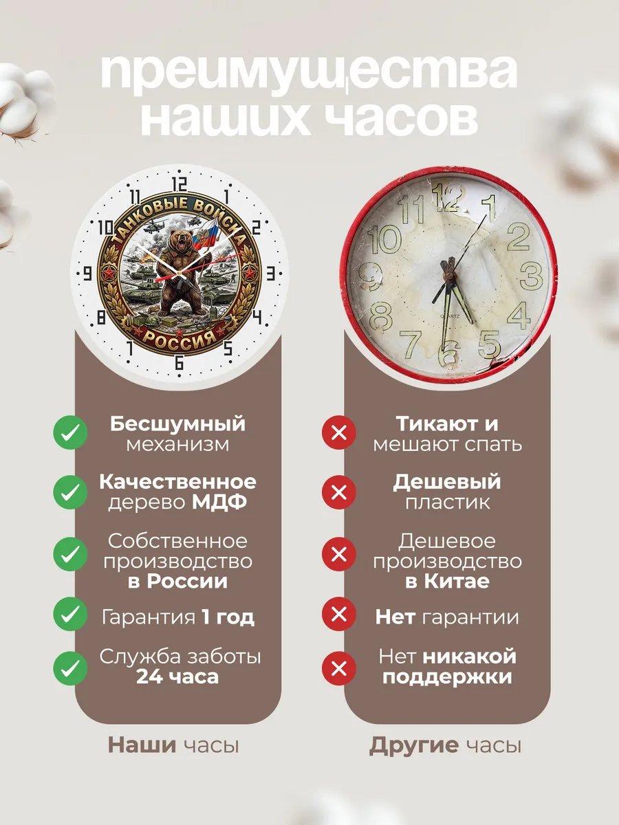 Часы настенные "Танковые войска РФ" — фото 2