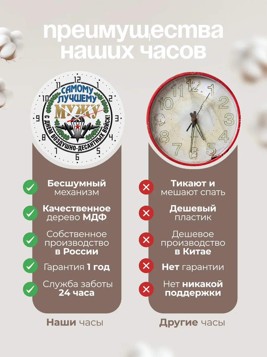 Часы настенные "Мужу Десантнику" — фото 2