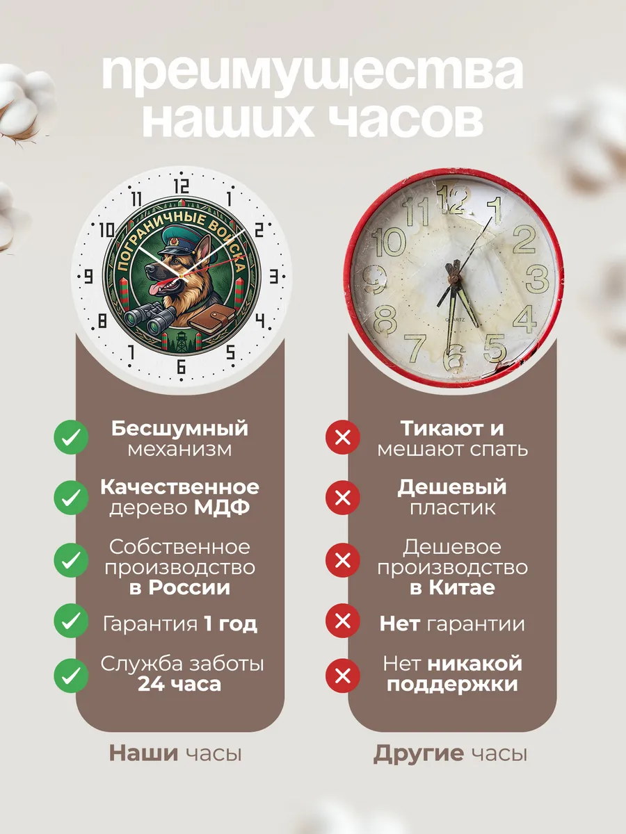 Часы настенные "Овчарка военная эмблема ПВ" — фото 2