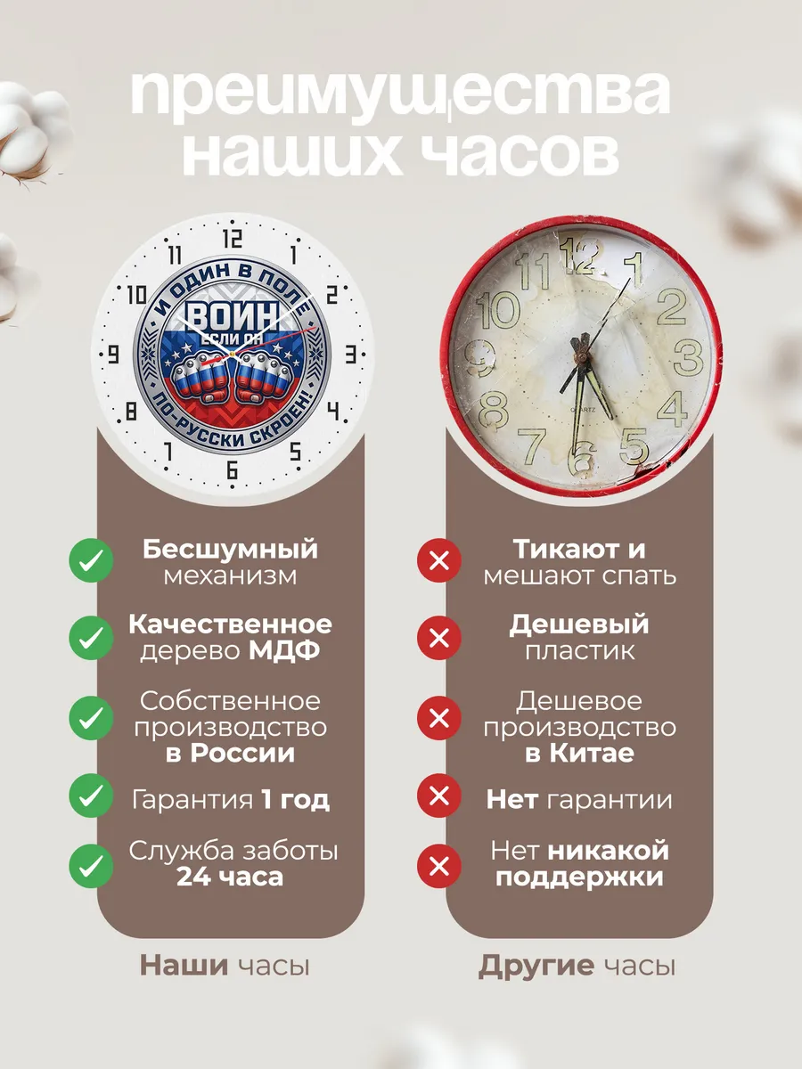 Часы настенные "Флаг России кулаки логотип" — фото 2