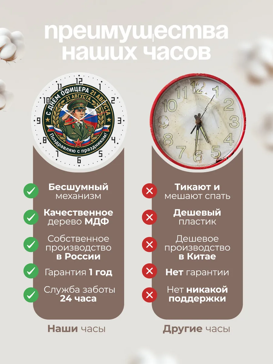 Часы настенные "С днём офицера" — фото 2