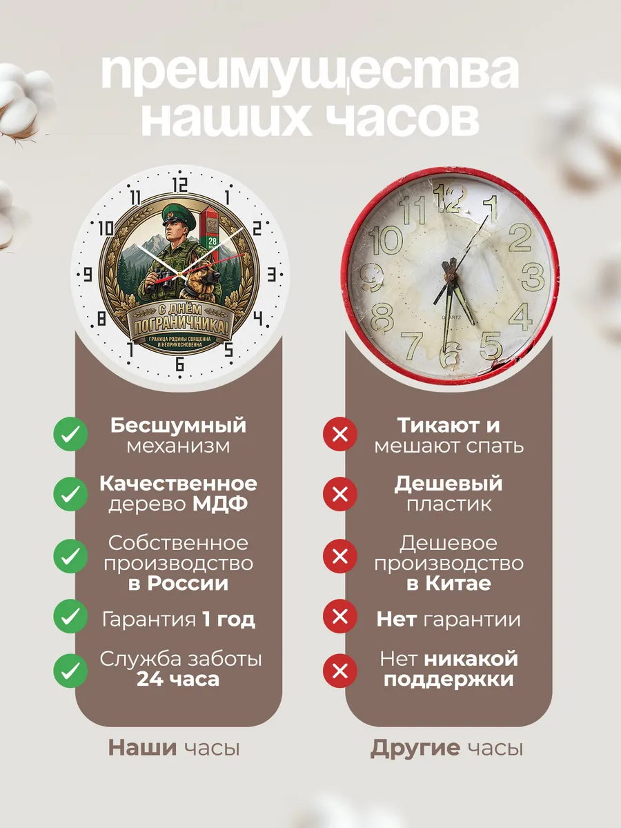 Часы настенные "Погранвойска эмблема с собакой" — фото 2