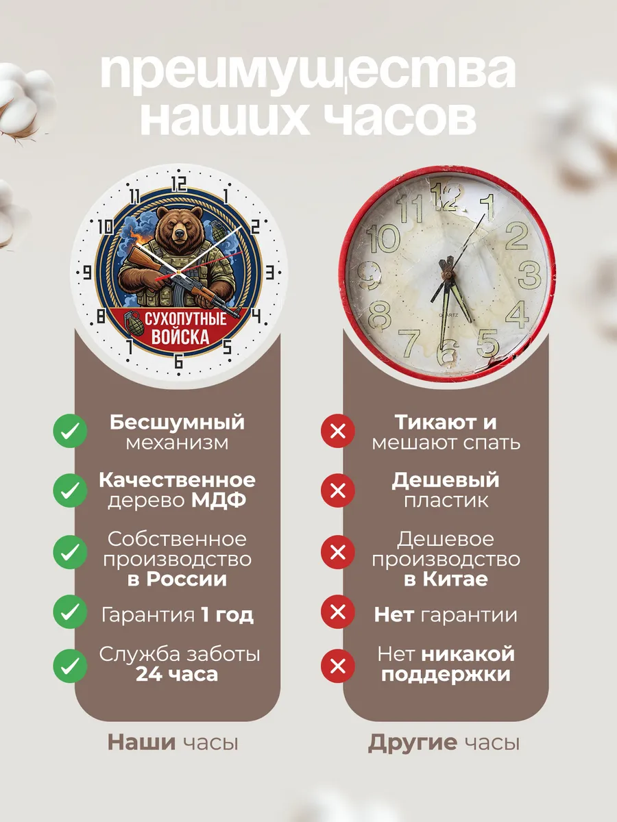 Часы настенные "Сухопутные войска логотип" — фото 2