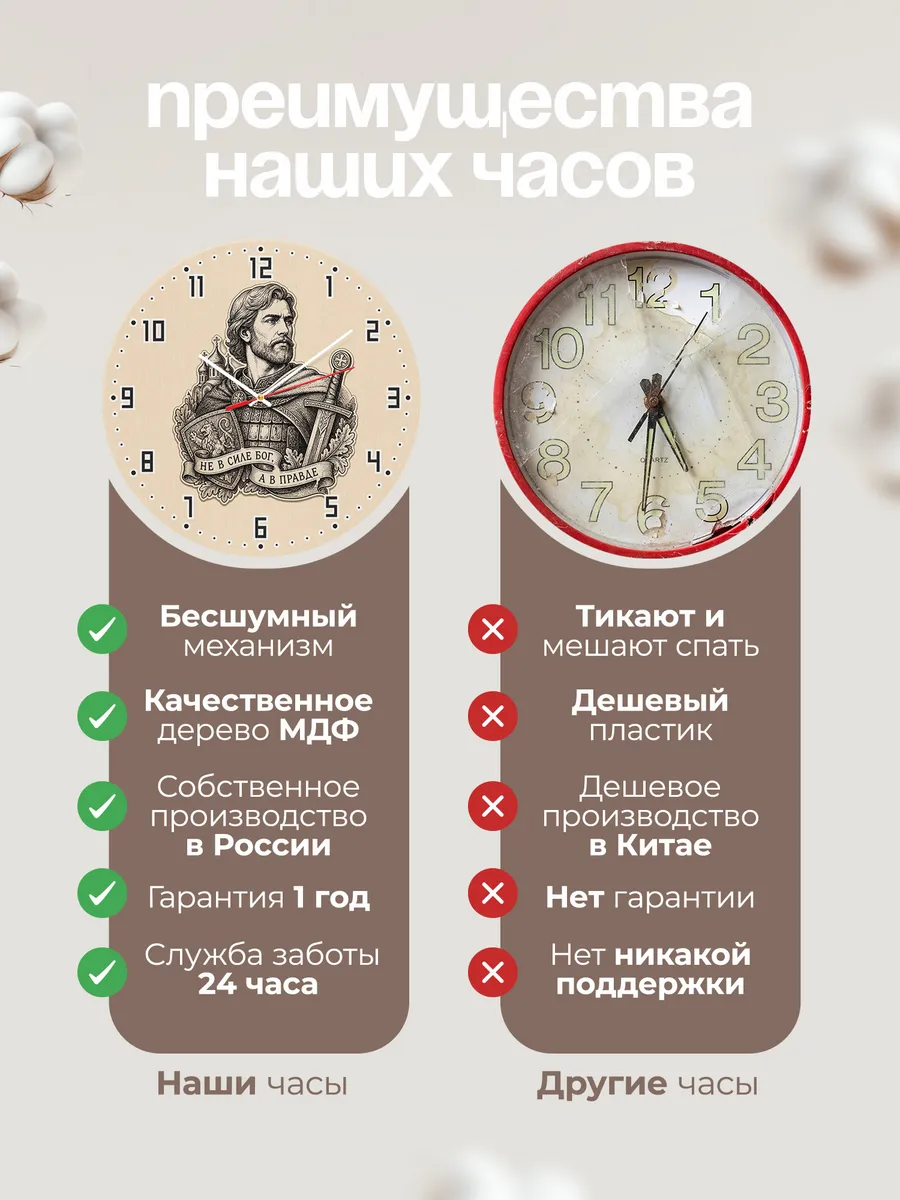 Часы настенные "Не в силе бог а в правде Александр Невский" — фото 2
