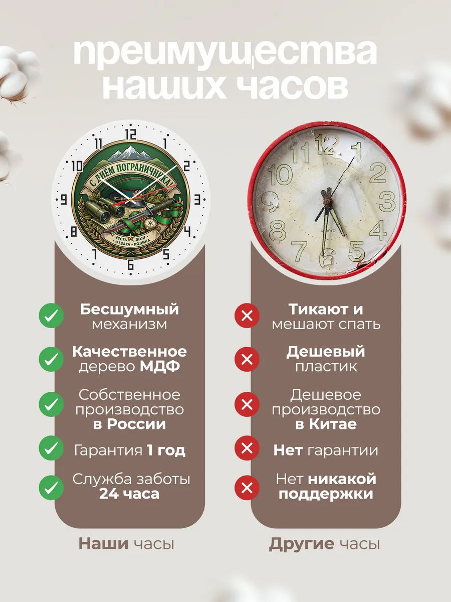 Часы настенные "С днём пограничника" — фото 2