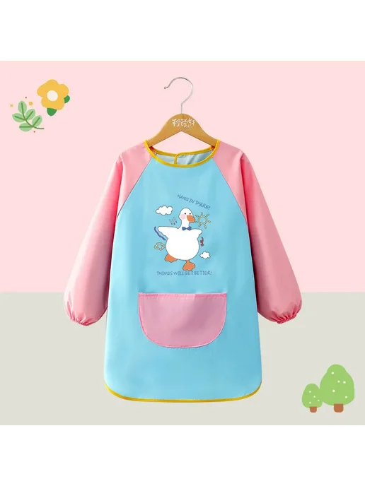 Нет бренда Детские фартуки из полиэстера pink blue goose, синий, в упаковке 89 г