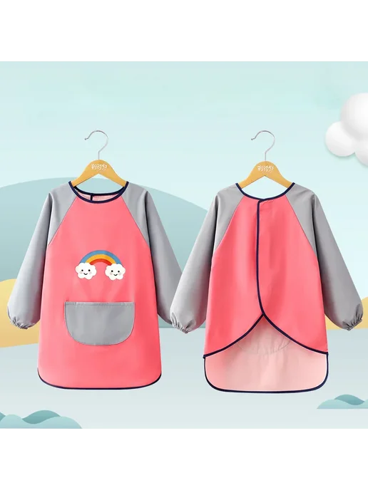 Нет бренда Детские фартуки из полиэстера pink blue goose, синий, в упаковке 89 г, фото 3