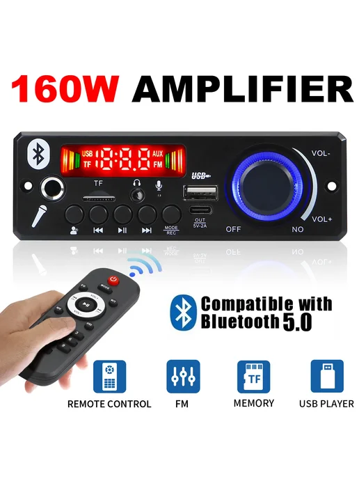 ARuiMei Усилитель 80W Bluetooth, 80 Вт, фото 2
