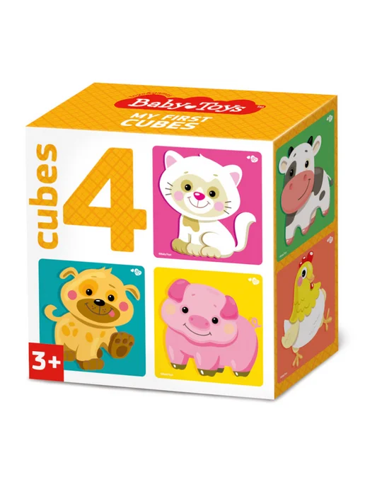 ДЕСЯТОЕ КОРОЛЕВСТВО Кубики пластмассовые Домашние животные 4 шт Baby Toys, 4 шт