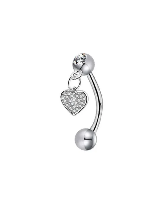 Нет бренда Пирсинг пупка из нержавеющей стали, Heart Wing, серебристый