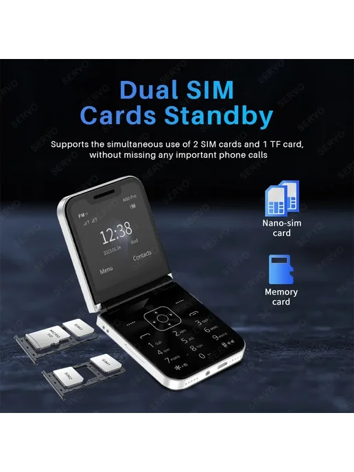 SERVO Складной смартфон A50 PRO, Голубой + 16GB TF Card, 16 ГБ, фото 4