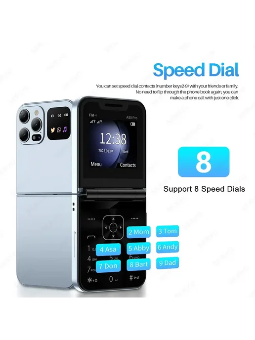 SERVO Складной смартфон A50 PRO, Голубой + 16GB TF Card, 16 ГБ, фото 6