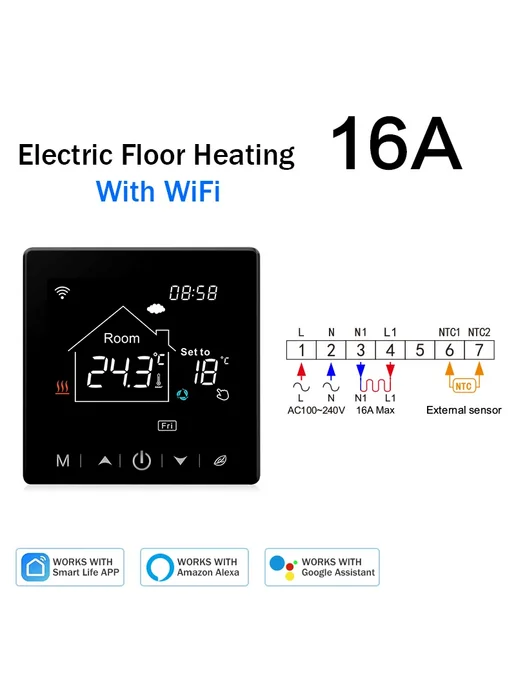 ecobuy well Умный термостат Rti-Tek для теплого пола R9W.723 White, 9 Вт, фото 3
