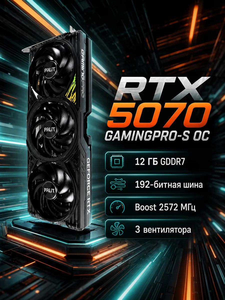Видеокарта RTX5070 GAMINGPRO-S OC 12GB (NE75070T19K9-GB2050U… Palit 1310217691 купить в интернет‑магазине Wildberries