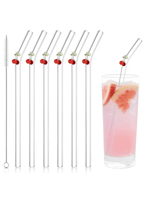 Нет бренда Многоразовые стеклянные трубочки 1 2 5 шт. 1 straw, 5 шт, фото 2
