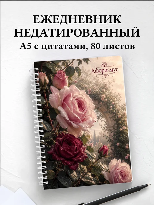 Ежедневник недатированный Розы с мотивирующими цитатами