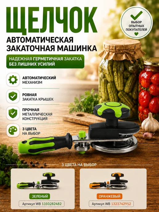 Закаточная машинка автоматическая Щелчок, серый