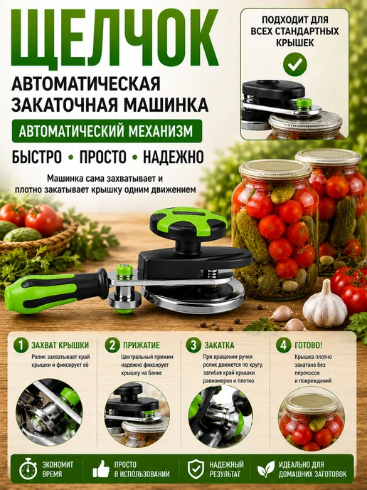 Закаточная машинка автоматическая Щелчок, серый, фото 2
