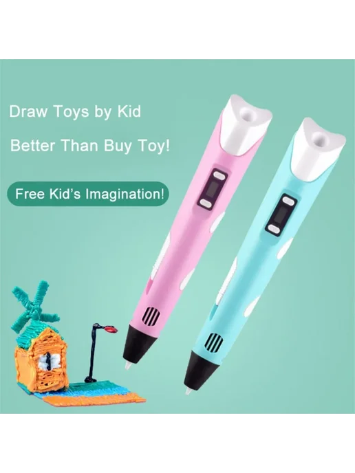 Green Tiger Детская 3D-ручка Для Печати С ЖК-экраном И Наклейками, Безоп, черный, фото 4