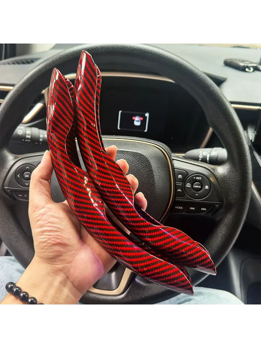 Нет бренда Силиконовые чехлы на руль из углеродного волокна 3PCS Red, 3 шт, фото 3
