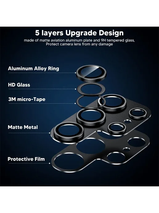 Нет бренда Защитная пленка камеры Samsung For Galaxy S23 Plus black, черный, фото 3