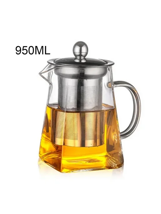 RSCHEF Термостойкий квадратный стеклянный чайник 950ML, 950 мл