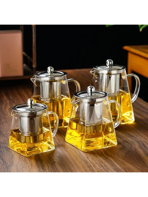 RSCHEF Термостойкий квадратный стеклянный чайник 950ML, 950 мл, фото 2