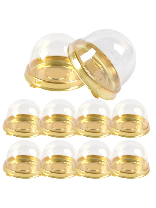 cyuan 30шт Прозрачные козырьки для тортов, золотая основа, 30 шт, фото 2