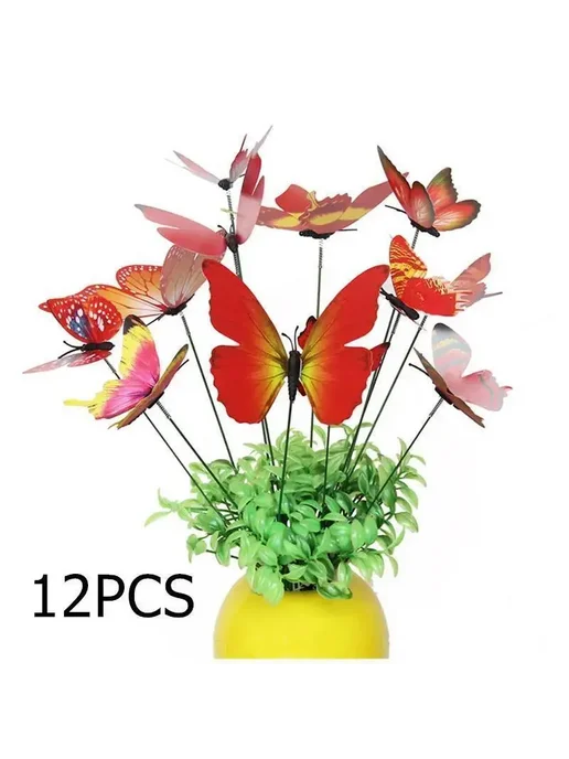 Нет бренда Садовые колышки бабочки из ПВХ Rose red 12 штук, красный, фото 6