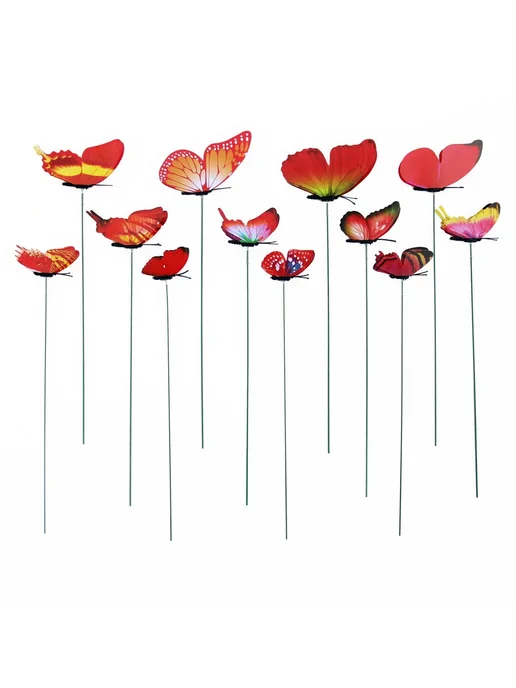 Нет бренда Декоративные садовые колышки бабочки ПВХ Bule 12pcs, 12 шт