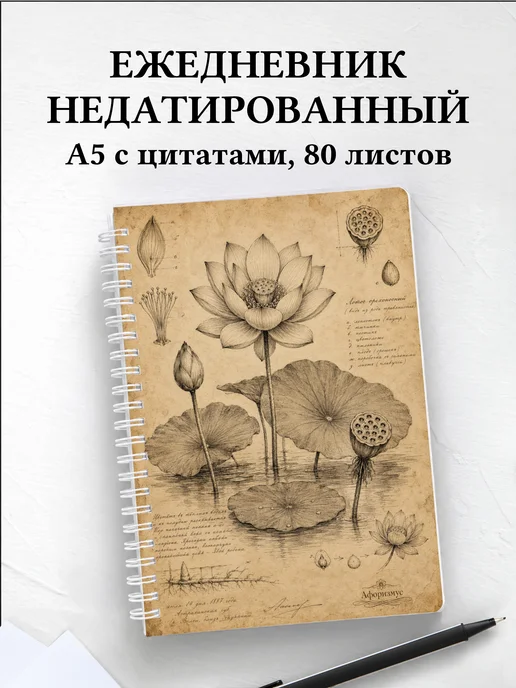 Ежедневник недатированный Лотос с мотивирующими цитатами