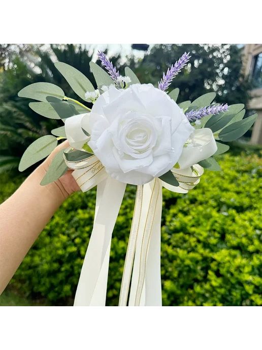 Нет бренда Искусственная роза White Rose ПОЛИЭСТЕР, белый, фото 4