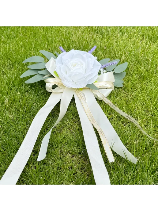 Нет бренда Искусственная роза White Rose ПОЛИЭСТЕР, белый, фото 5