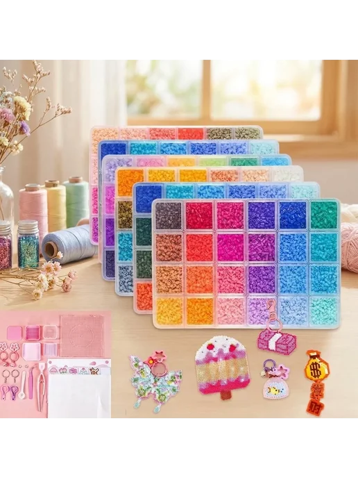 Нет бренда Набор бусин Perler Hama 2.6 мм 24 цвета 3D-пазлы 8, 24 цв., фото 2