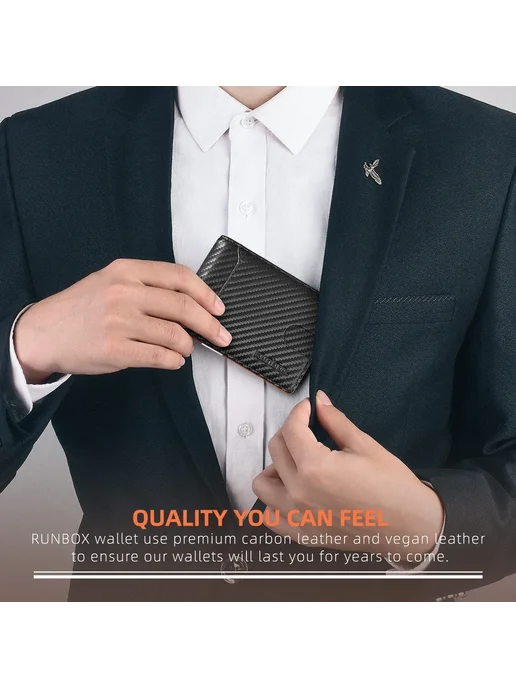 Нет бренда Мужской Кожаный Кошелек Carbon Black, черный, фото 7